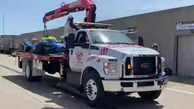 Jimmie Johnson's car taken away after crash costs him the Indy 500