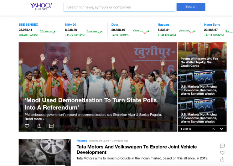 yahoo india finance