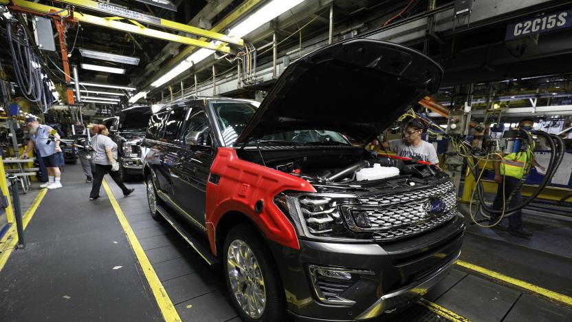 LOUISVILLE, KY - OCTOBER 27:  A worker builds the all-new 2018 Ford Expedition SUV as it goes through the assembly line at the Ford Kentucky Truck Plant October 27, 2017 in Louisville, Kentucky. Ford recently invested $900 million in the plant for upgrades to build the all-new Expedition and Lincoln Navigator, securing 1000 hourly U.S. jobs. (Photo by Bill Pugliano/Getty Images)