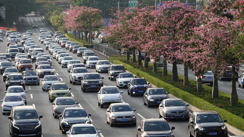 NANNING, CHINA - NOVEMBER 22: Vehicles drive on the street before the 17th China-ASEAN Expo on November 22, 2020 in Nanning, Guangxi Zhuang Autonomous Region of China. The 17th China-ASEAN Expo (CAEXPO) will be held on November 27-30 in Nanning. (Photo by Yu Xiangquan/VCG via Getty Images)