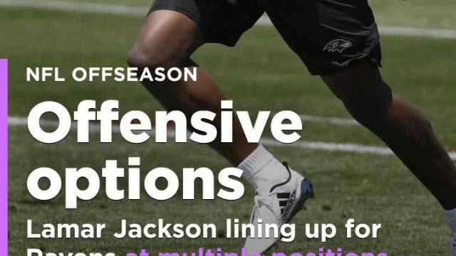 Lamar Jackson lining up for Ravens at multiple positions with Joe Flacco at QB