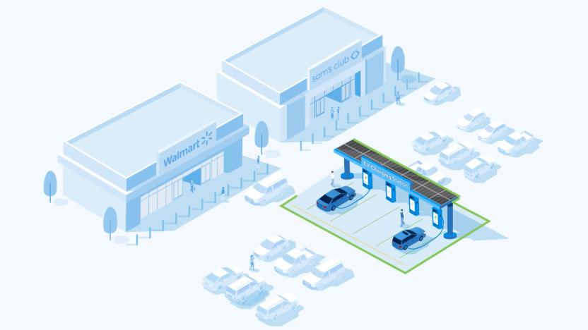 Concept of Walmart EV charging station. 