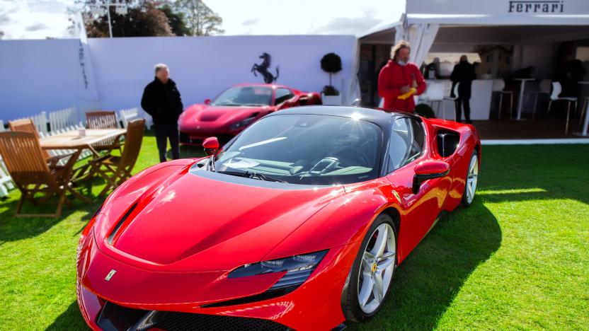 The Ferrari SF90 Stradale seen at Salon Prive, held at Blenheim Palace.