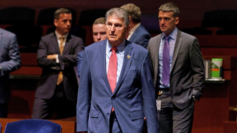 U.S. Senator Joe Manchin (D-WV) walks as Ukrainian first lady Olena Zelenska (not pictured) meets with members of the United States Congress, on Capitol Hill in Washington, U.S., July 20, 2022. 