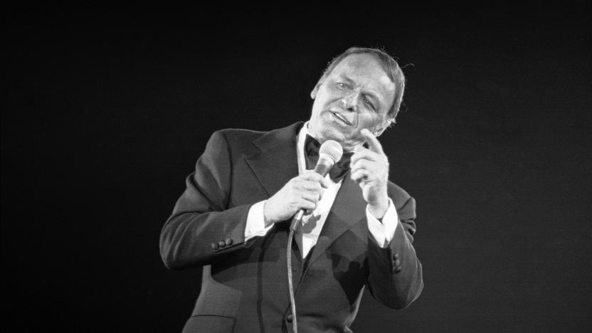 Frank Sinatra better known as "Ole Blue Eyes," played to a packed house at the Nassau Veterans Memorial Coliseum on New York's Long Island, April 10, 1974. Sinatra sang for an hour in the second of four concerts in the New York area. (AP Photo/Richard Drew)