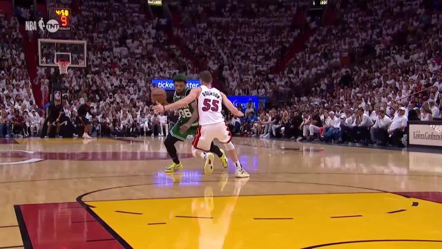 Marcus Smart with an and one vs the Miami Heat