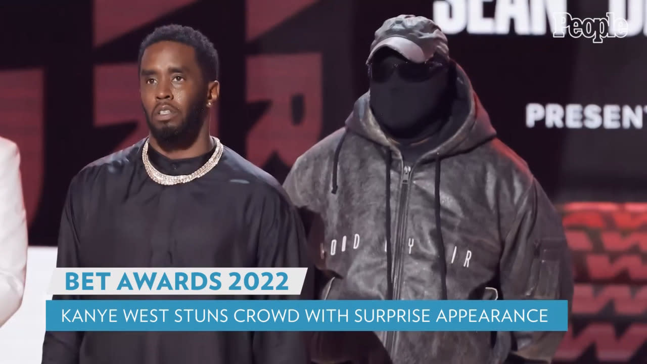 Kanye West confuses fans with face mask at BET Awards 2022