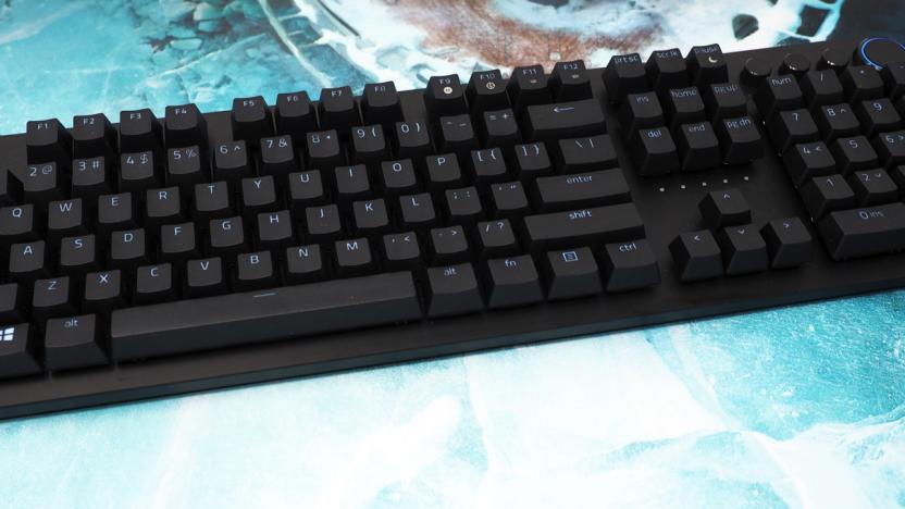 Black keyboard on a blue background