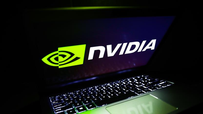 Nvidia logo displayed on a laptop screen is seen in this illustration photo taken in Krakow, Poland on August 16, 2021. (Photo by Jakub Porzycki/NurPhoto via Getty Images)