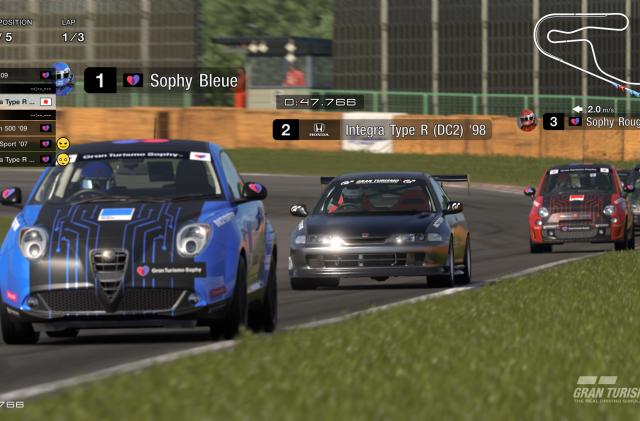 Screenshots of various aspects of the GT Sophy racing experience