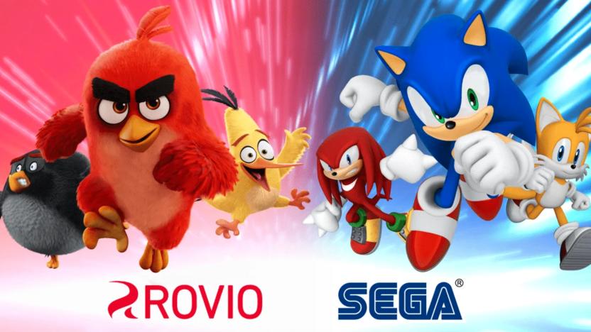 An image of Rovio characters and Sega characters. 