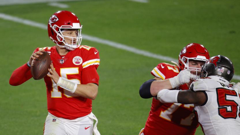 NFL Football - Super Bowl LV - Tampa Bay Buccaneers v Kansas City Chiefs - Raymond James Stadium, Tampa, Florida, U.S. - February 7, 2021 Kansas City Chiefs' Patrick Mahomes in action REUTERS/Brian Snyder