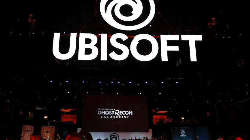 A large display for the gaming company "UBISOFT" is shown during opening day of E3, the annual video games expo revealing the latest in gaming software and hardware in Los Angeles, California, U.S., June 11, 2019.  REUTERS/Mike Blake