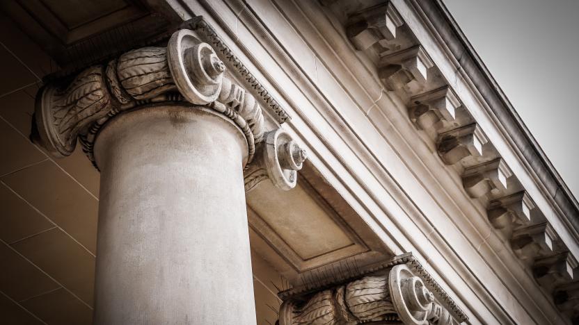 Columns in the courtyard of the Palace of the Legion of Honor.