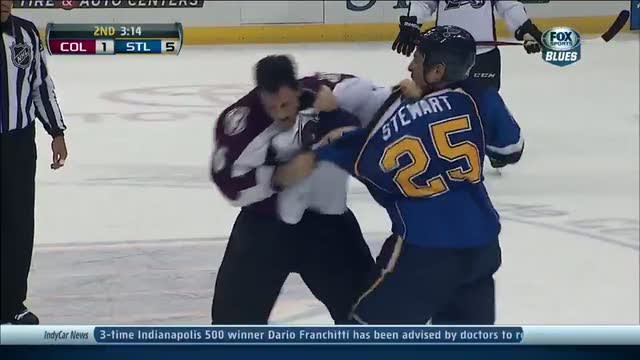 Cory Sarich and Chris Stewart scrap