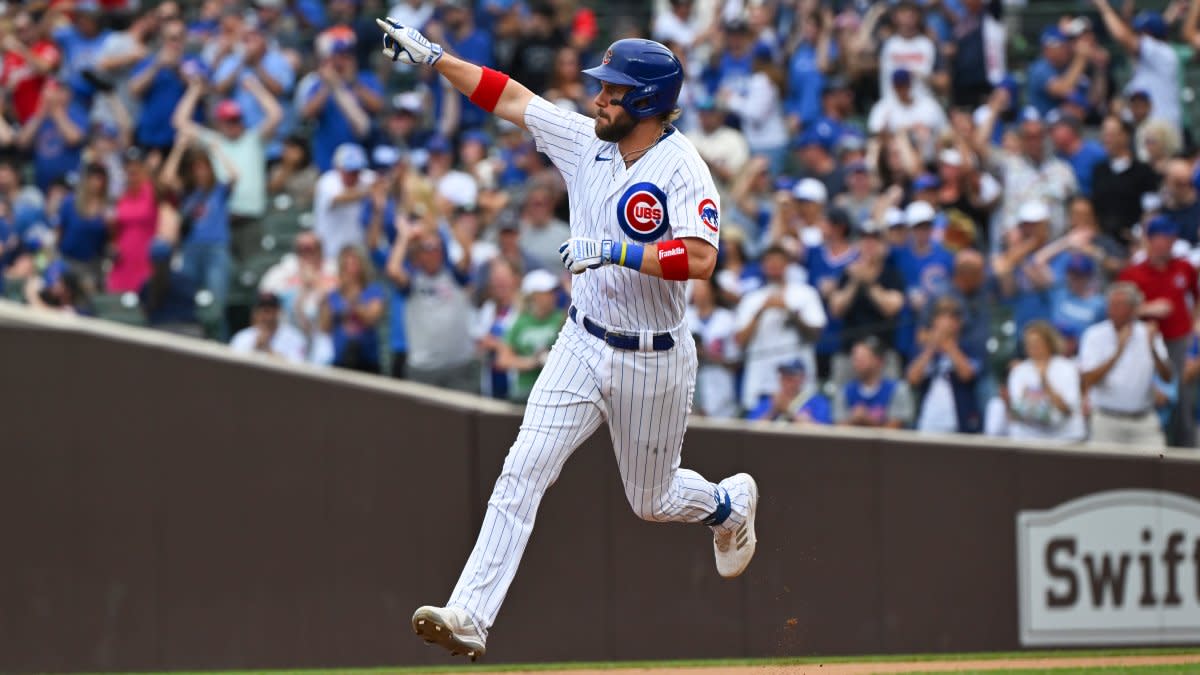 August 4 2021: Chicago Cubs third baseman Patrick Wisdom (16) smiles after  the game with the