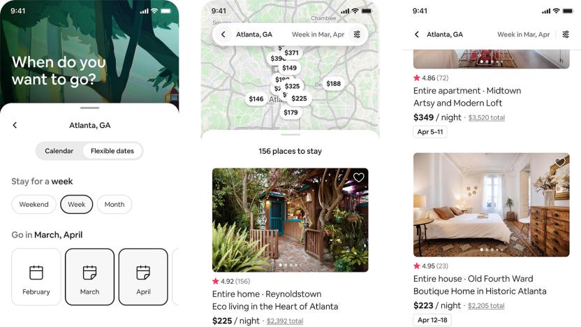 Airbnb flexible search on iPhone app