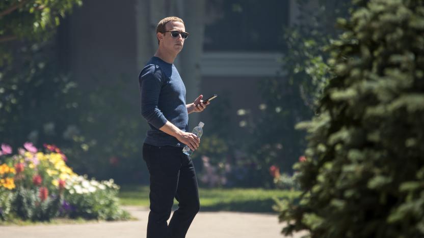 SUN VALLEY, ID - JULY 13: Mark Zuckerberg, chief executive officer of Facebook, attends the annual Allen & Company Sun Valley Conference, July 13, 2018 in Sun Valley, Idaho. Every July, some of the world's most wealthy and powerful businesspeople from the media, finance, technology and political spheres converge at the Sun Valley Resort for the exclusive weeklong conference. (Photo by Drew Angerer/Getty Images)