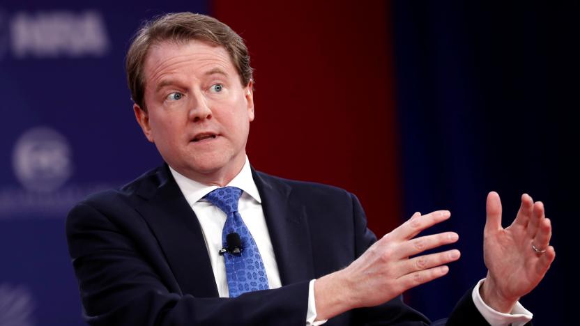 White House Counsel Don McGahn speaks at the Conservative Political Action Conference (CPAC) at National Harbor, Maryland, U.S., February 22, 2018.  REUTERS/Kevin Lamarque