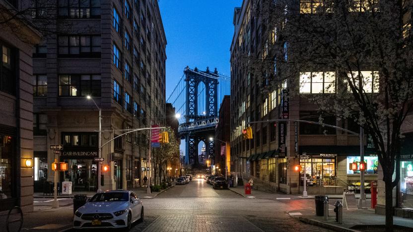 An empty Dumbo is seen during the outbreak of the coronavirus disease (COVID-19) in Brooklyn, New York City, U.S., March 27, 2020. Picture taken March 27, 2020. REUTERS/Jeenah Moon