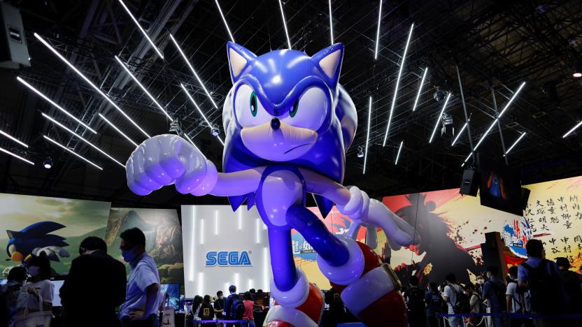 Sonic the Hedgehog stands on display near the Sega booth at Tokyo Game Show 2022 in Chiba, near Tokyo, Japan, September 15, 2022. REUTERS/Issei Kato