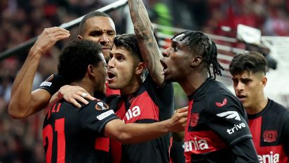  - Bayer Leverkusen set a new European unbeaten record of 49 games by securing a late draw with Roma to reach the Europa League
