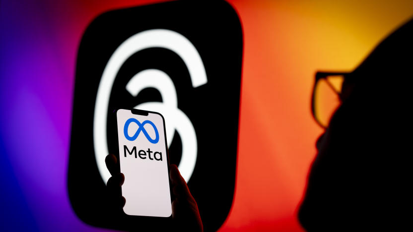 The Meta logo is seen on a phone with the Instagram Threads app logo in the background in this illustration photo on 06 July, 2023 in Warsaw, Poland. (Photo by Jaap Arriens/NurPhoto via Getty Images)