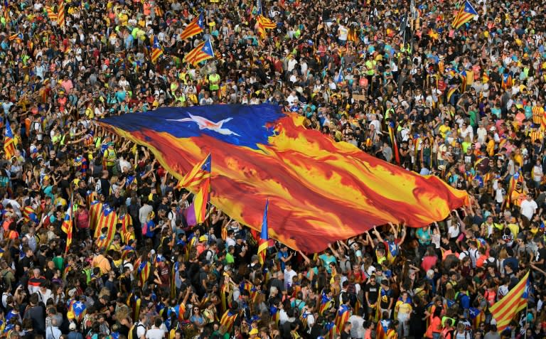 More than half a million people rallied in Barcelona on Friday in the biggest protest since the sentence (AFP Photo/LLUIS GENE)