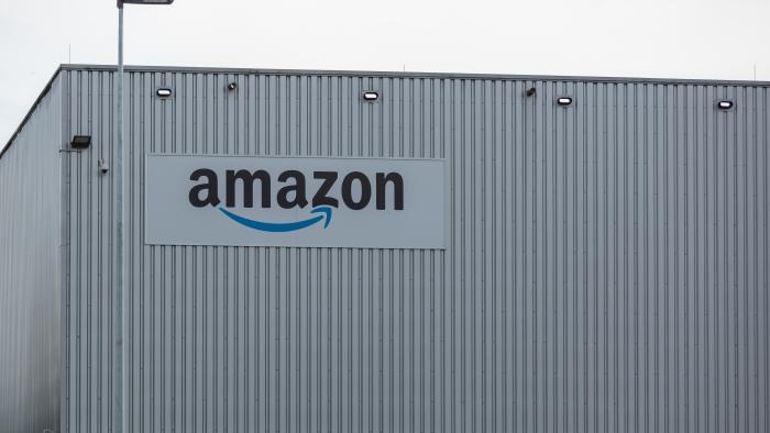 Neuwied, Germany - June 20, 2021: Amazon logo on the wall of a logistics center