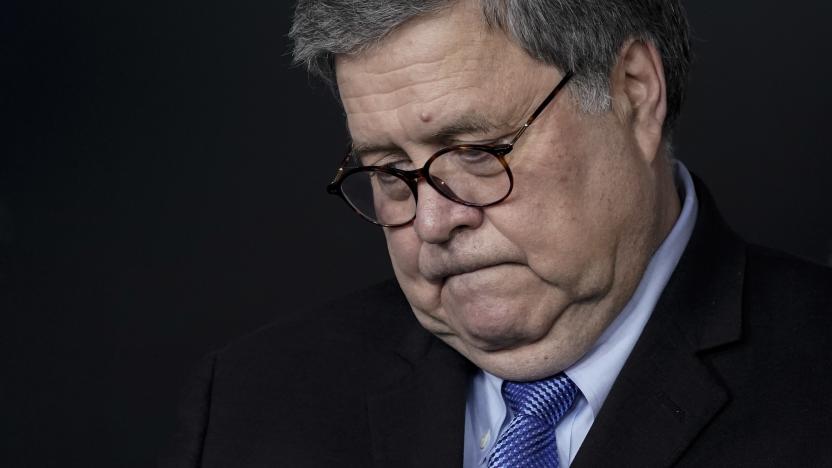 WASHINGTON, DC - MARCH 23: U.S. Attorney General William Barr attends the daily coronavirus briefing at the White House on March 23, 2020 in Washington, DC. With the number of deaths caused by the coronavirus rising and foreseeable economic turmoil, the U.S. Congress continues to work on legislation for the nearly $2 trillion dollar aid package to deal with the COVID-19 pandemic. (Photo by Drew Angerer/Getty Images)