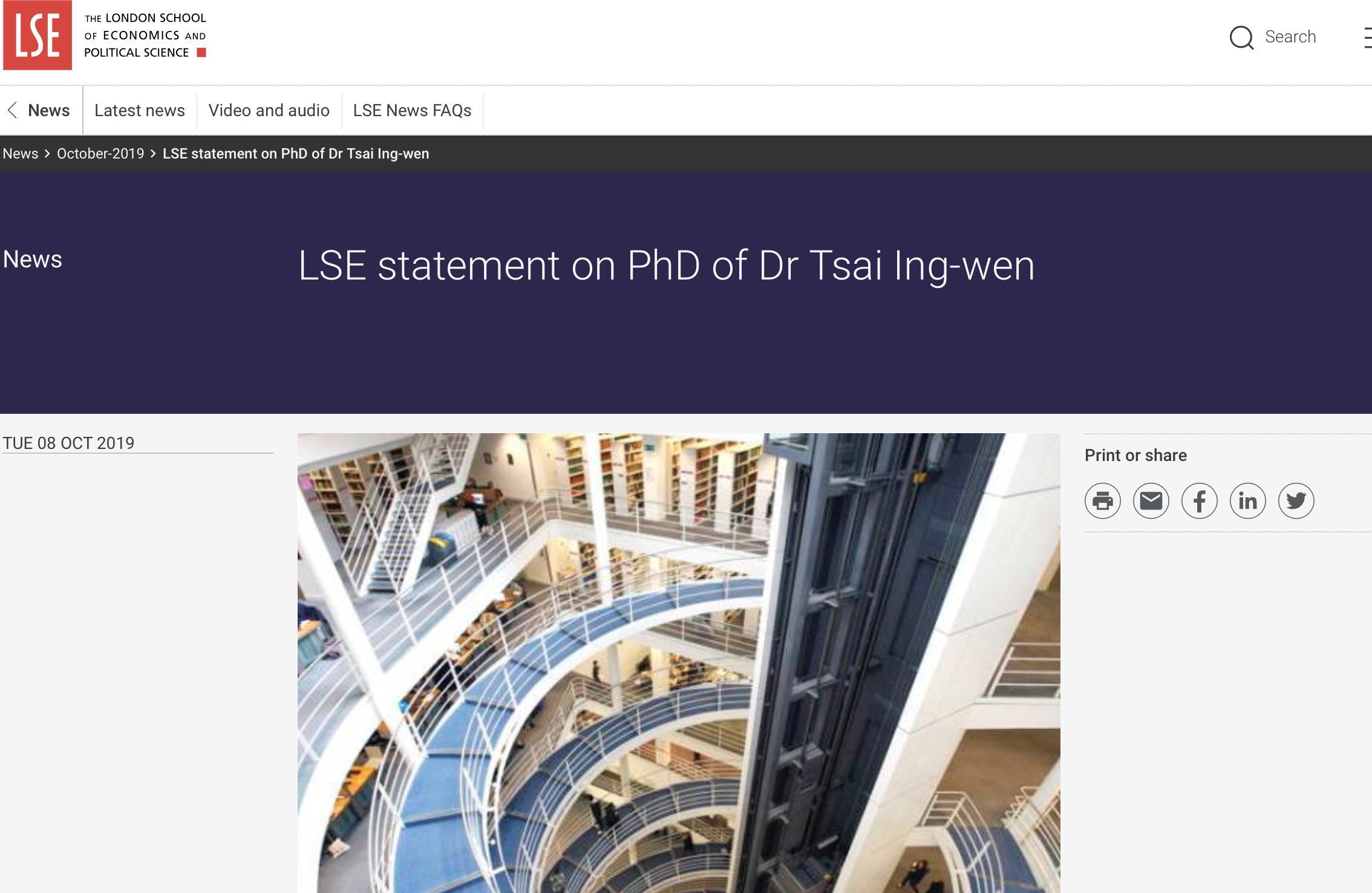 學位門風暴結案 LSE聲明證實有收錄蔡英文論文 - Yahoo奇摩新聞