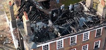 
Drone footage shows destruction to historic London pub