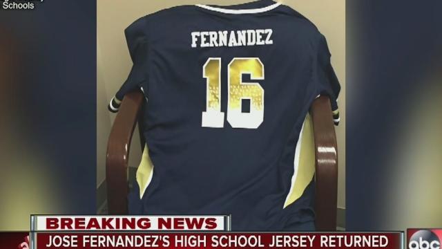 Jose Fernandez's Alonso High baseball jersey taken during vigil at school