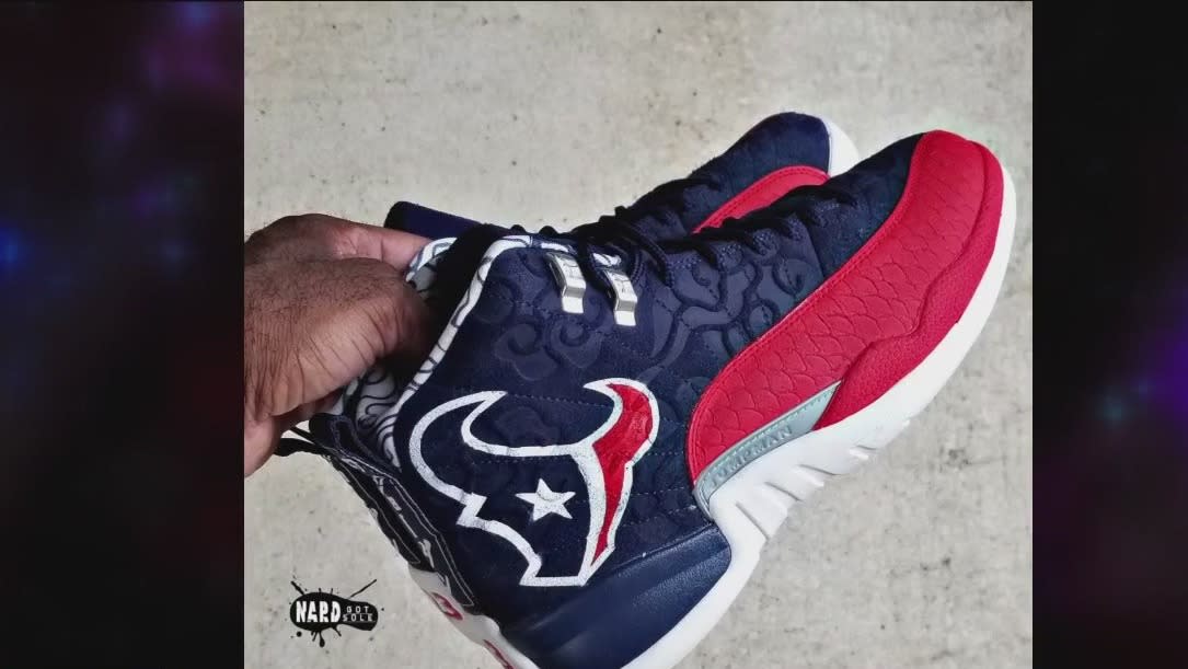 Custom Houston Texans kicks designed by 'Nard Got Sole'