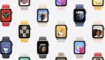 Apple Watches of different colors displayed in a grid layout