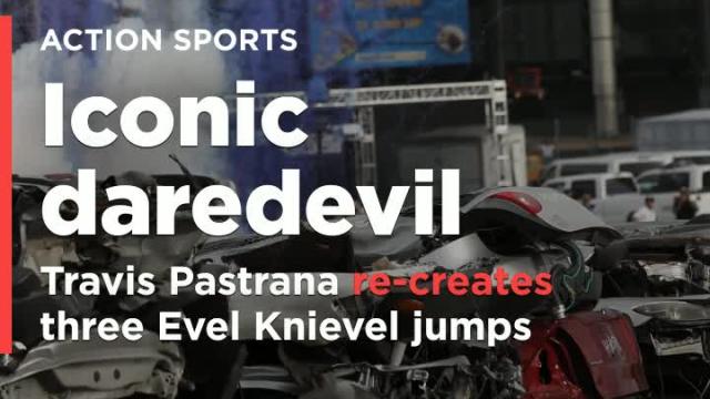 Travis Pastrana re-created and completed three iconic Evel Knievel jumps
