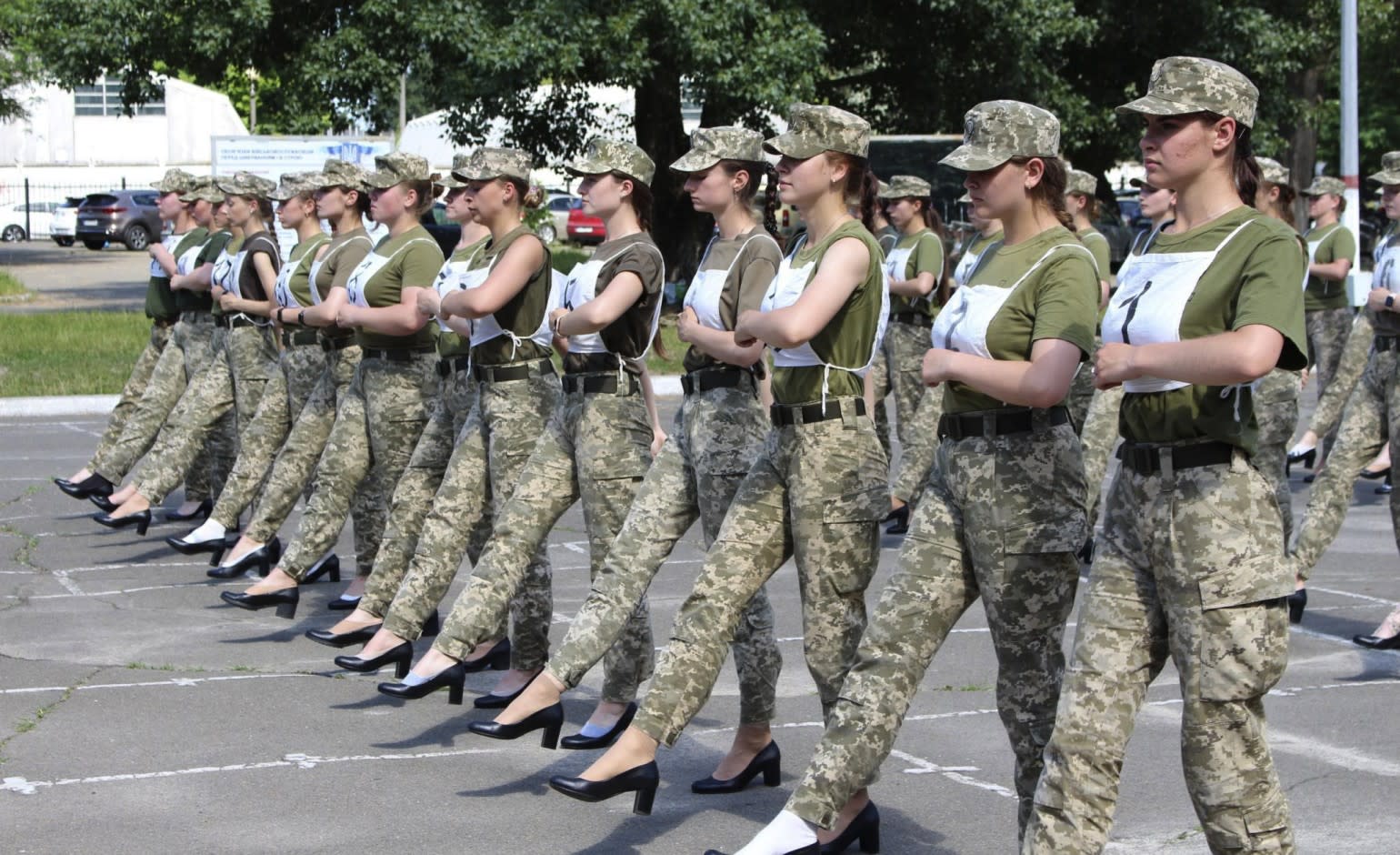 Ukrainian army under fire for making female soldiers march in high heels