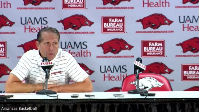 WATCH: Arkansas basketball coach Eric Musselman recaps Razorbacks' win over UNCG