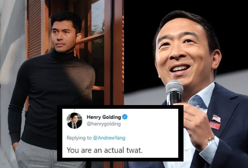 Henry Golding Calls Andrew Yang A Twat For Supporting Israel