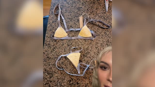 Kim Kardashian's Skims micro bikini compared to tortilla chips