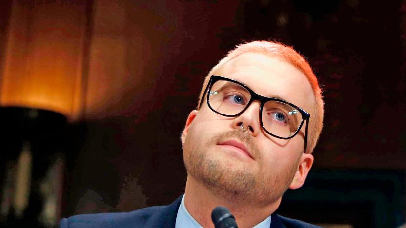 Christopher Wylie, former Cambridge Analytica research director, testifies before a Senate Judiciary Committee hearing titled, "Cambridge Analytica and the Future of Data Privacy" on Capitol Hill in Washington, U.S., May 16, 2018. 