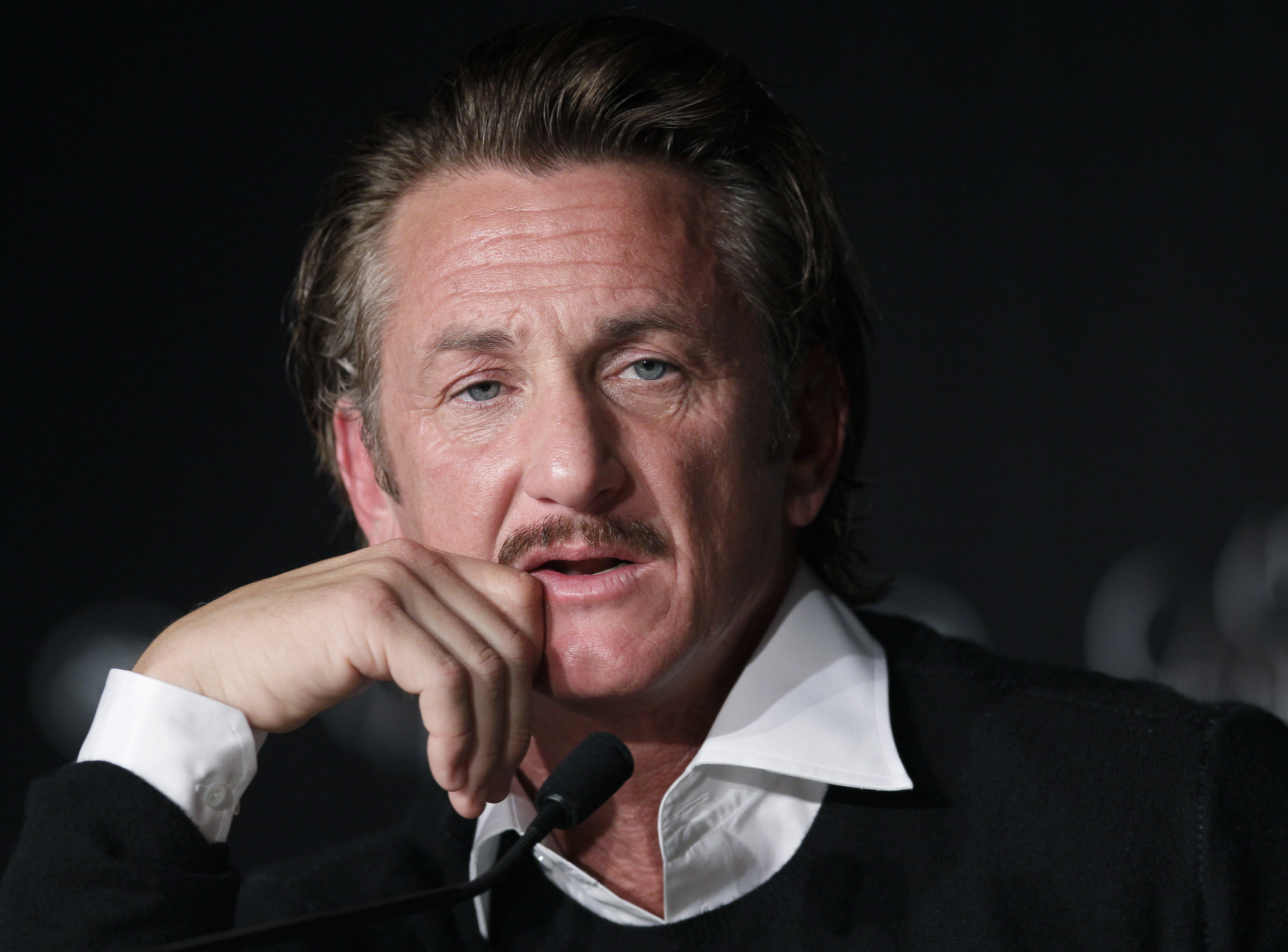 Sean Penn attends the press conference for the Haiti Carnival charity event at the Cannes Film Festival on May 18, 2012. (Credit: AP Photo/Francois Mori)