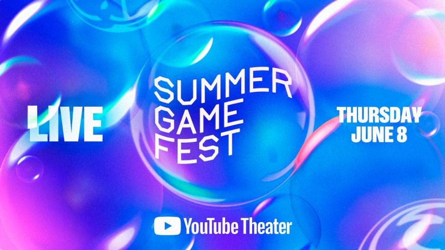 Summer Game Fest 2023 logo. Text reads "Summer Game Fest. Livel Thursday June 8. YouTube Theater."