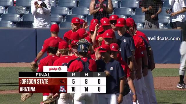 Arizona baseball explodes in late innings to beat No. 2 Oregon State, win series