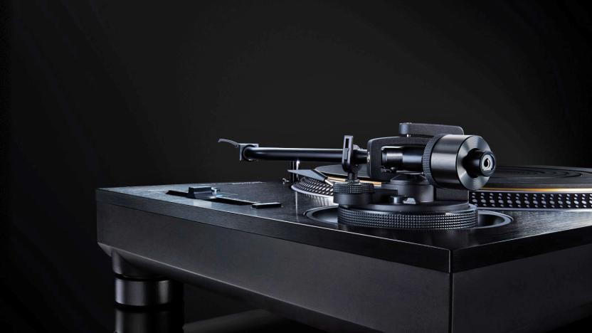 A press shot of the black Technics SL-1210G turntable.