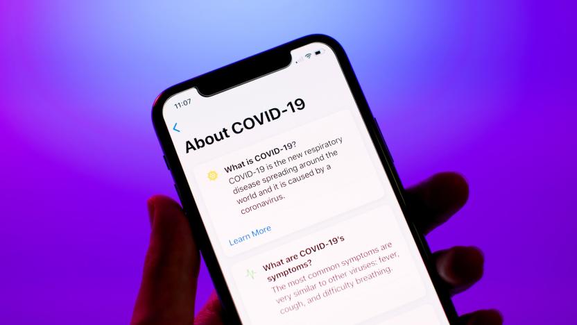 iPhone with COVID-19 screening tool