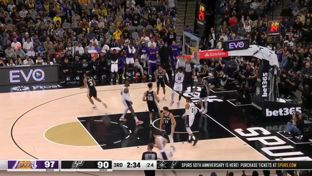 Russell Westbrook with a block vs the San Antonio Spurs