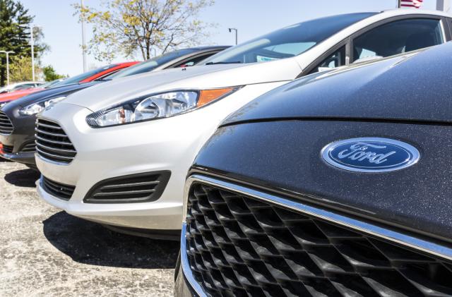 Indianapolis - Circa April 2017: Local Ford Car and Truck Dealership. Ford sells products under the Lincoln and Motorcraft brands VI