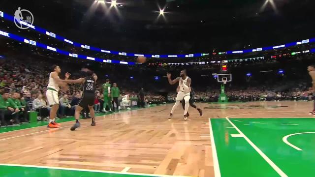 Jaylen Brown with an and one vs the Brooklyn Nets