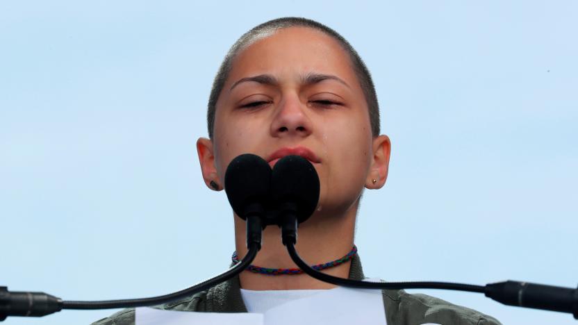 Emma Gonzalez, a student and shooting survivor from the Marjory Stoneman Douglas High School in Parkland, Florida, cries as she addresses the conclusion of the "March for Our Lives" event demanding gun control after recent school shootings at a rally in Washington, U.S., March 24, 2018. REUTERS/Jonathan Ernst     TPX IMAGES OF THE DAY